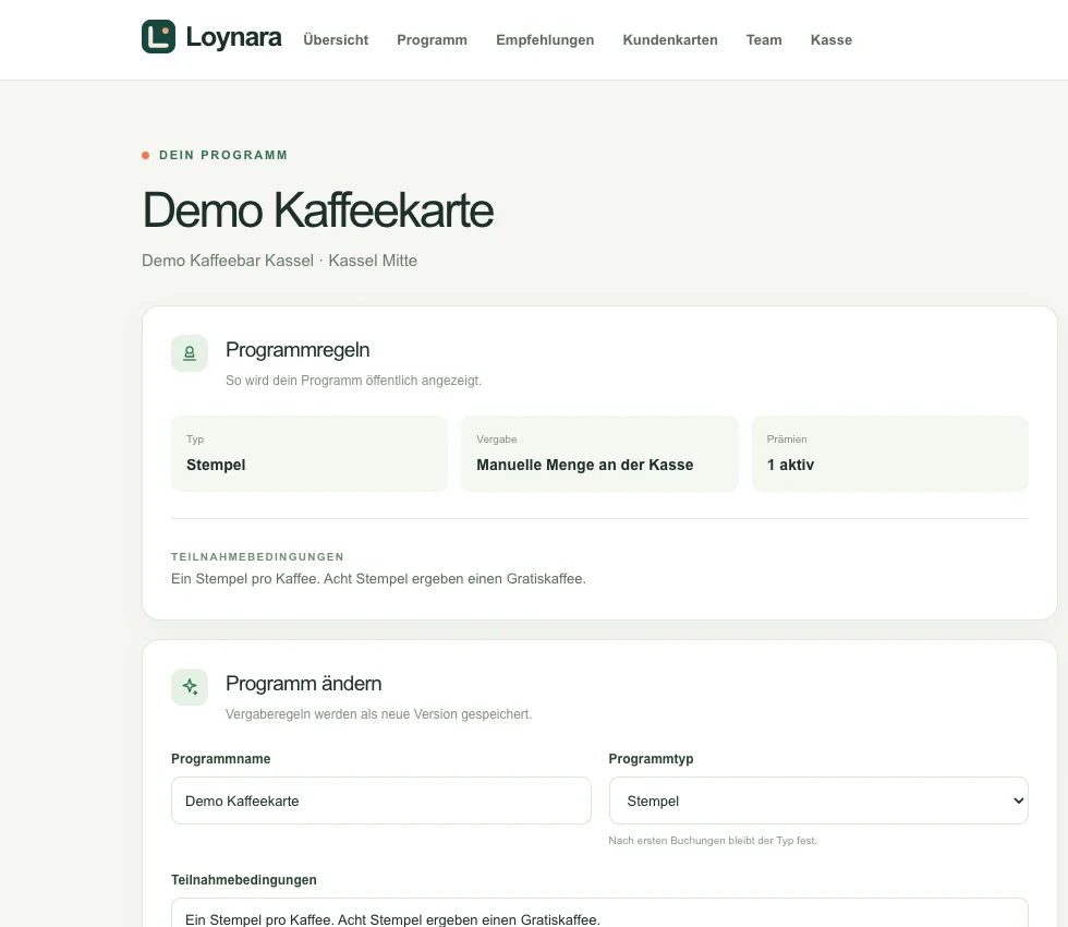 Echte Programmverwaltung mit synthetischen Prämien